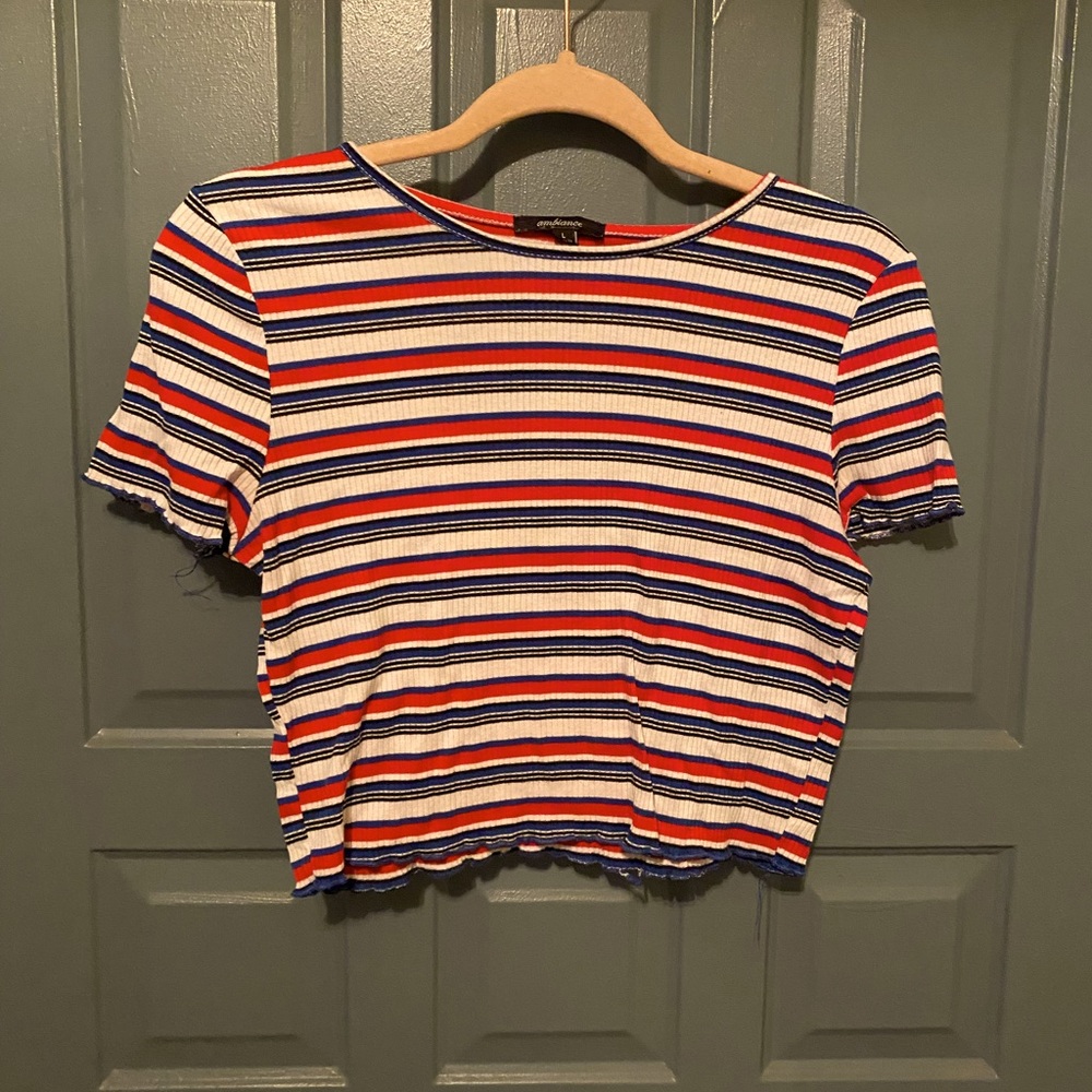 Red white and blue striped crop top